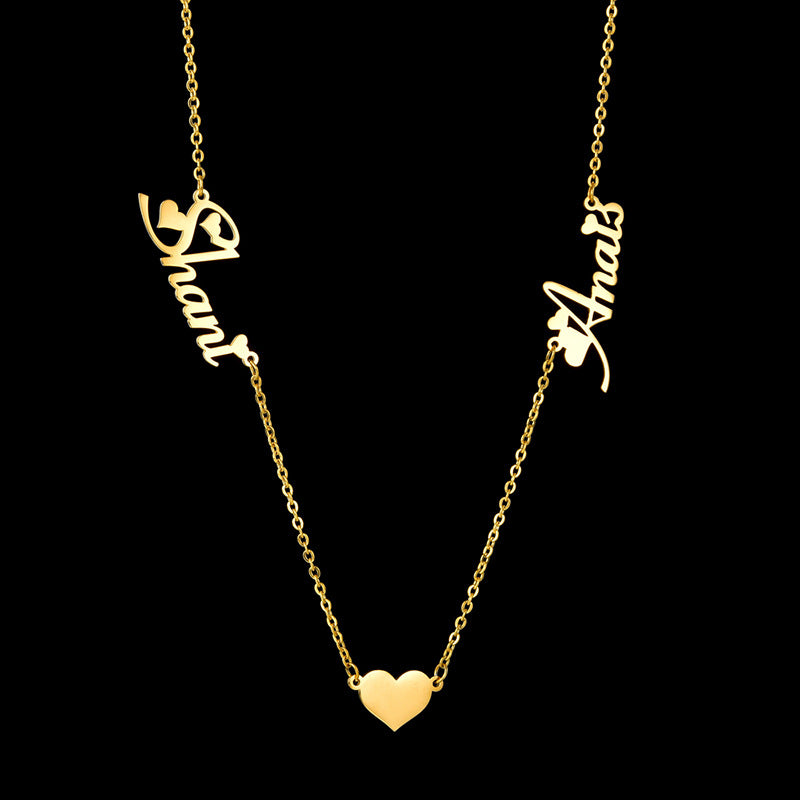 High Quality Personalized heart name necklace Stainless Steel - GiftsN'Collections Gold